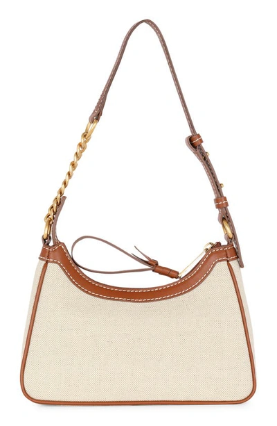 Shop Balmain B-army Canvas & Leather Shoulder Bag In Gem Natural/ Brown