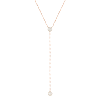 Shop Aurate New York Pearl Lariat Necklace In Rose