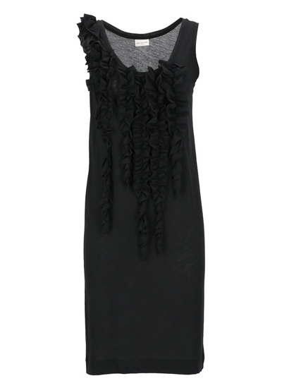 Shop Dries Van Noten Ruffle Detailed Sleeveless Dress In Black