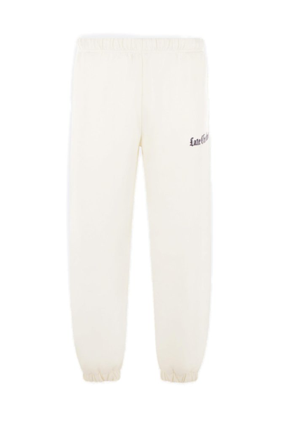Shop Late Checkout Logo Printed Tapered Track Trousers In White