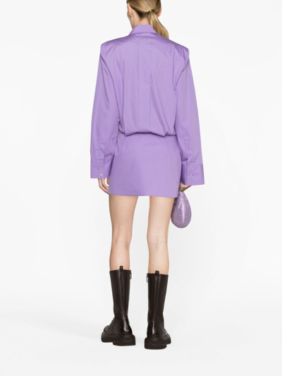 Shop Attico Margot Cotton Shirt Dress In Violet