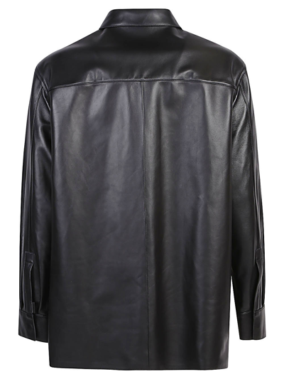 Shop Loewe Anagram Pocket Leather Overshirt In Black
