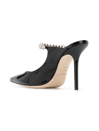 Shop Jimmy Choo Bing 100 Crystal Strap Detail Patent Leather Mules In Black