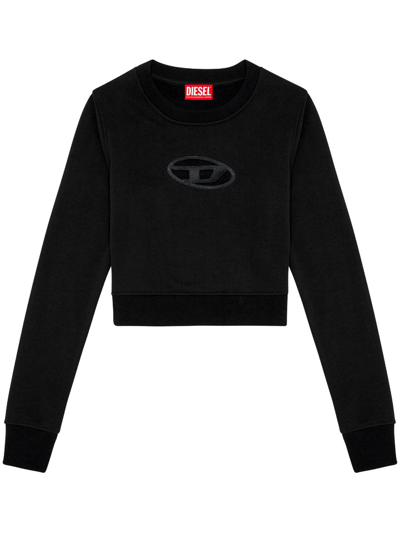 Diesel Jumper With Embroidered Cut-out Logo In Black