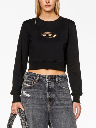 Diesel Jumper With Embroidered Cut-out Logo In Black