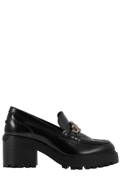 Shop Hogan Loafer Platform Heeled Shoes In Black
