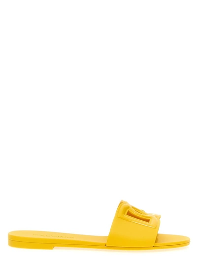Shop Dolce & Gabbana Logo Slides In Yellow
