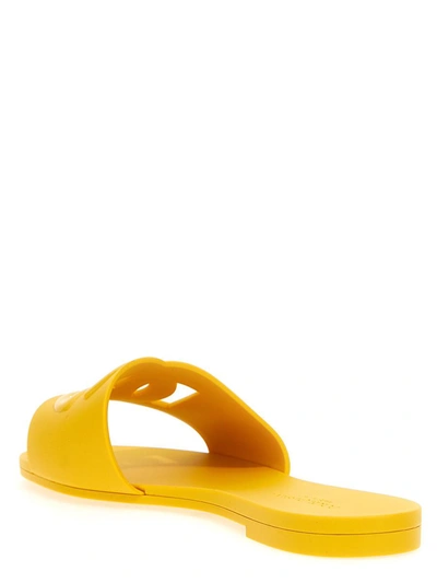 Shop Dolce & Gabbana Logo Slides In Yellow