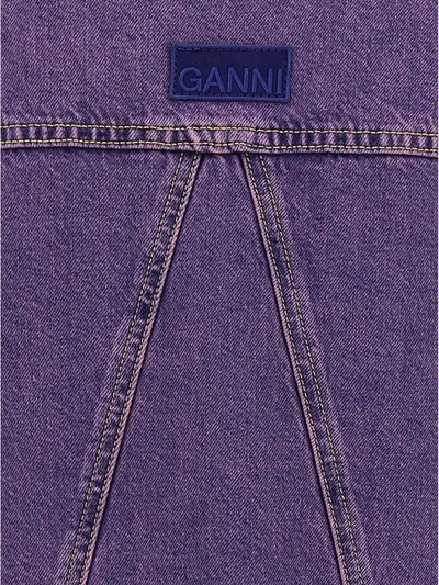 Shop Ganni Overdyed Bleach Jacket In Purple