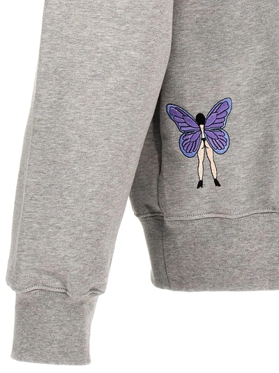 Shop Gcds Embroidery Hoodie In Gray