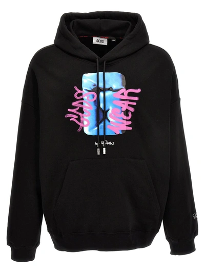 Shop Gcds Logo Print Hoodie In Black