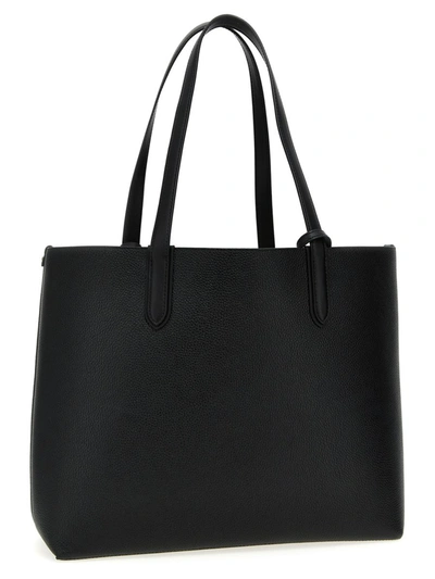 Shop Michael Kors Logo Leather Shopping Bag In Black