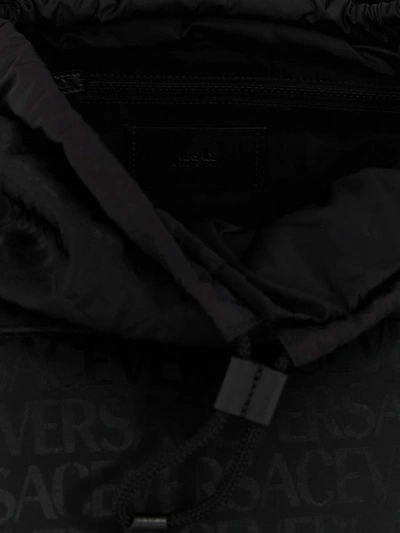 Shop Versace Jacquard Logo Backpack In Black