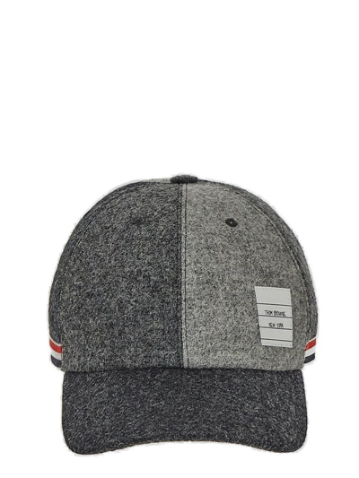 Shop Thom Browne Panelled Baseball Cap In Grey