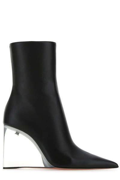 Shop Amina Muaddi Pernille Half Glass Ankle Boots In Black