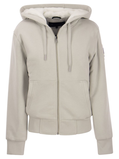 Shop Moose Knuckles Classic Bunny Zipped Hoodie In Grey