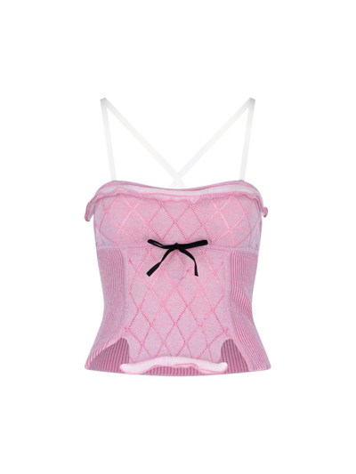Shop Cormio Heidi Bow Detailed Knitted Sleeveless Top In Pink