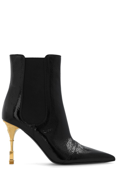 Shop Balmain Moneta Heeled Ankle Boots In Black