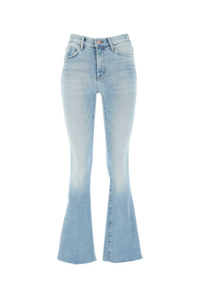 Shop Mother Button Detailed Flared Jeans In Blue