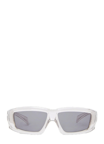 Shop Rick Owens Rectangular Frame Sunglasses In Grey