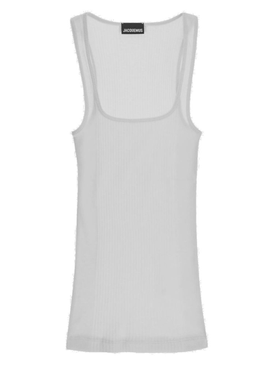 Shop Jacquemus Ribbed Tank Top In White