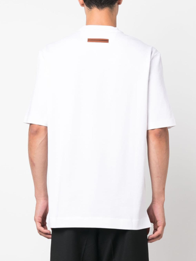 Shop Zegna Logo-print Cotton T-shirt In 白色