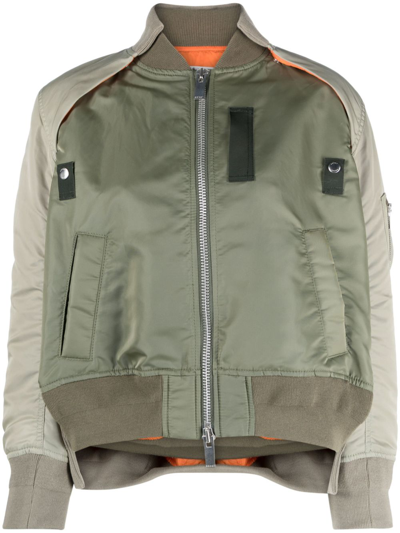 Shop Sacai Sectioned Bomber Jacket In 绿色