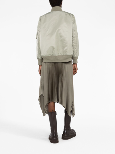 Shop Sacai Sectioned Bomber Jacket In 绿色