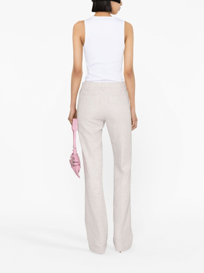 Shop Alessandra Rich Sequin-embellished Tweed Flared Trousers In Pink