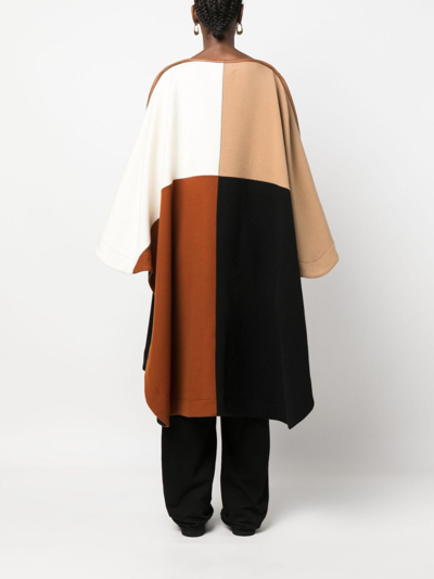 Shop Chloé Colour-block Knitted Cape In 褐色