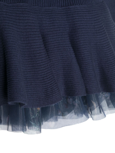 Simonetta Double-layer Knit Dress In 蓝色