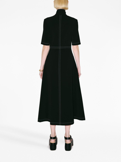 Shop Rosetta Getty Contrast-stitching Short-sleeve Dress In 黑色