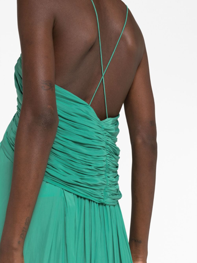 Shop Lanvin Embellished Pleated Maxi Dress In Green