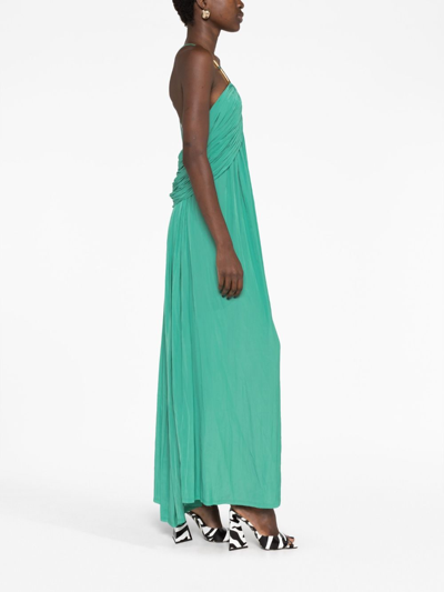 Shop Lanvin Embellished Pleated Maxi Dress In Green