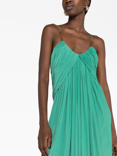Shop Lanvin Embellished Pleated Maxi Dress In Green