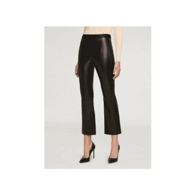 Shop Wolford Black Jenna Faux Leather Bell Bottom Trousers
