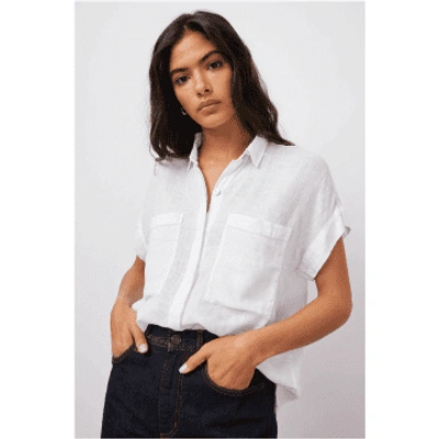 Shop Rails White Cito Crinkle Double Pocket Cap Sleeve Shirt