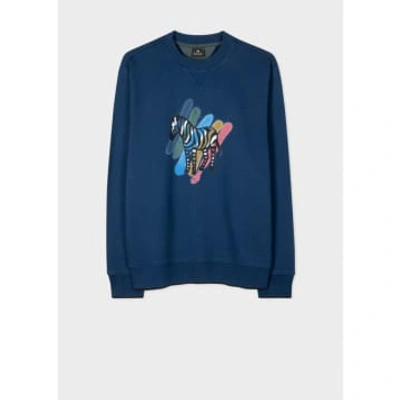 Shop Paul Smith Navy Zebra Spray Paint Sweatshirt In Blue