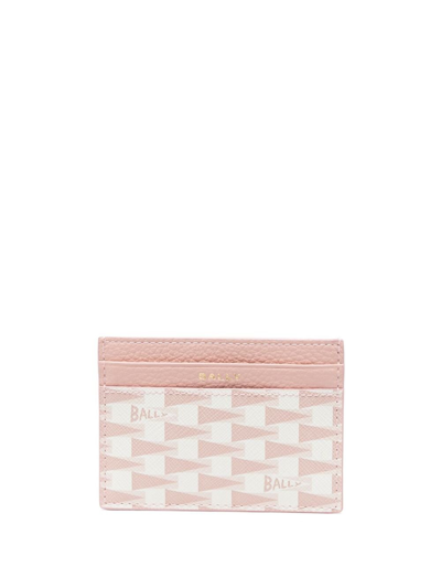 Shop Bally Pink Pennant Leather Card Holder In Neutrals
