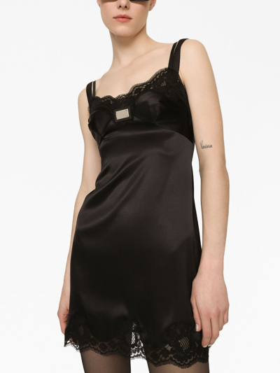 Dolce & Gabbana Lace-detail Minidress In Black