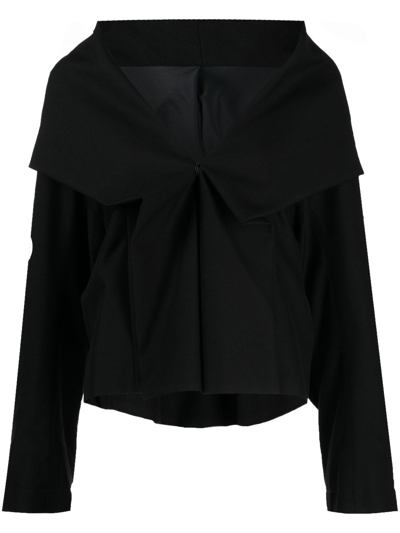 Shop Yohji Yamamoto Folded-panel Cropped Jacket In Black