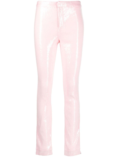 Shop Rotate Birger Christensen Sequin-embellished Trousers In Pink