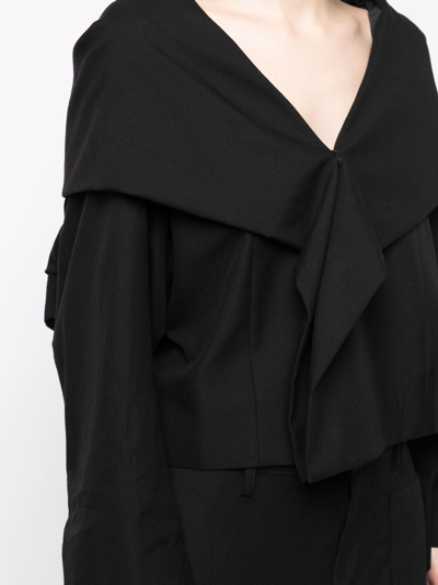 Shop Yohji Yamamoto Folded-panel Cropped Jacket In Black