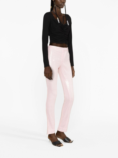 Shop Rotate Birger Christensen Sequin-embellished Trousers In Pink