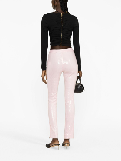 Shop Rotate Birger Christensen Sequin-embellished Trousers In Pink