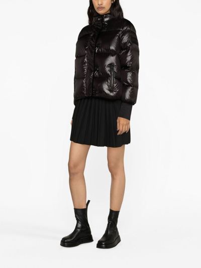 Shop Red Valentino Detachable-hood Zip-up Padded Jacket In Black