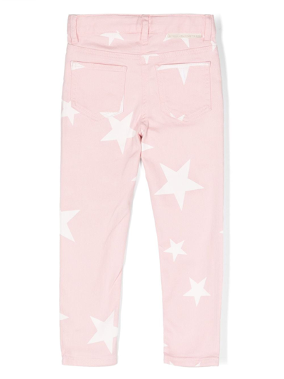 Stella Mccartney Girl Bleached Stars Denim Skinny Pants In Pink