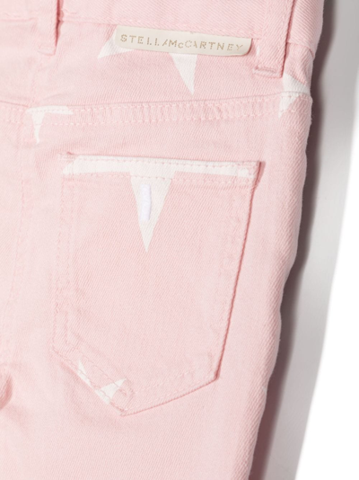 Stella Mccartney Girl Bleached Stars Denim Skinny Pants In Pink