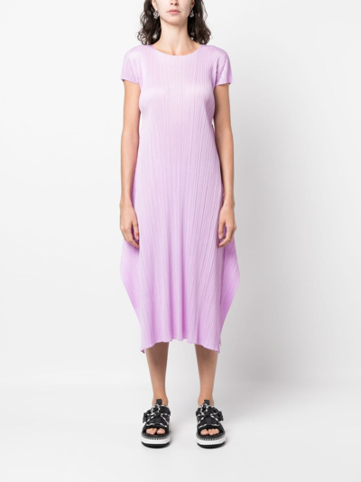 Shop Issey Miyake Monthly June Plissé T-shirt Dress In Pink