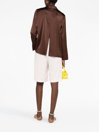 Shop Jacquemus La Chemise Notte Satin Shirt In Brown